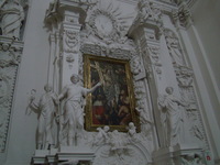 One of three Shrines - the only colour on the walls of the church