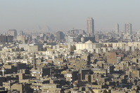 View across Cairo to the Pyramids from the high Citadel