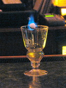 Flaming Absinthe cocktail at the Pirate Bar