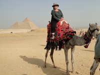 Me on my trusty steed (camel) in front of the Pyramids